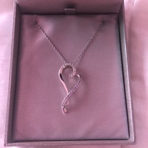 Tilted Heart Necklace - Cubic Zirconia & Silver